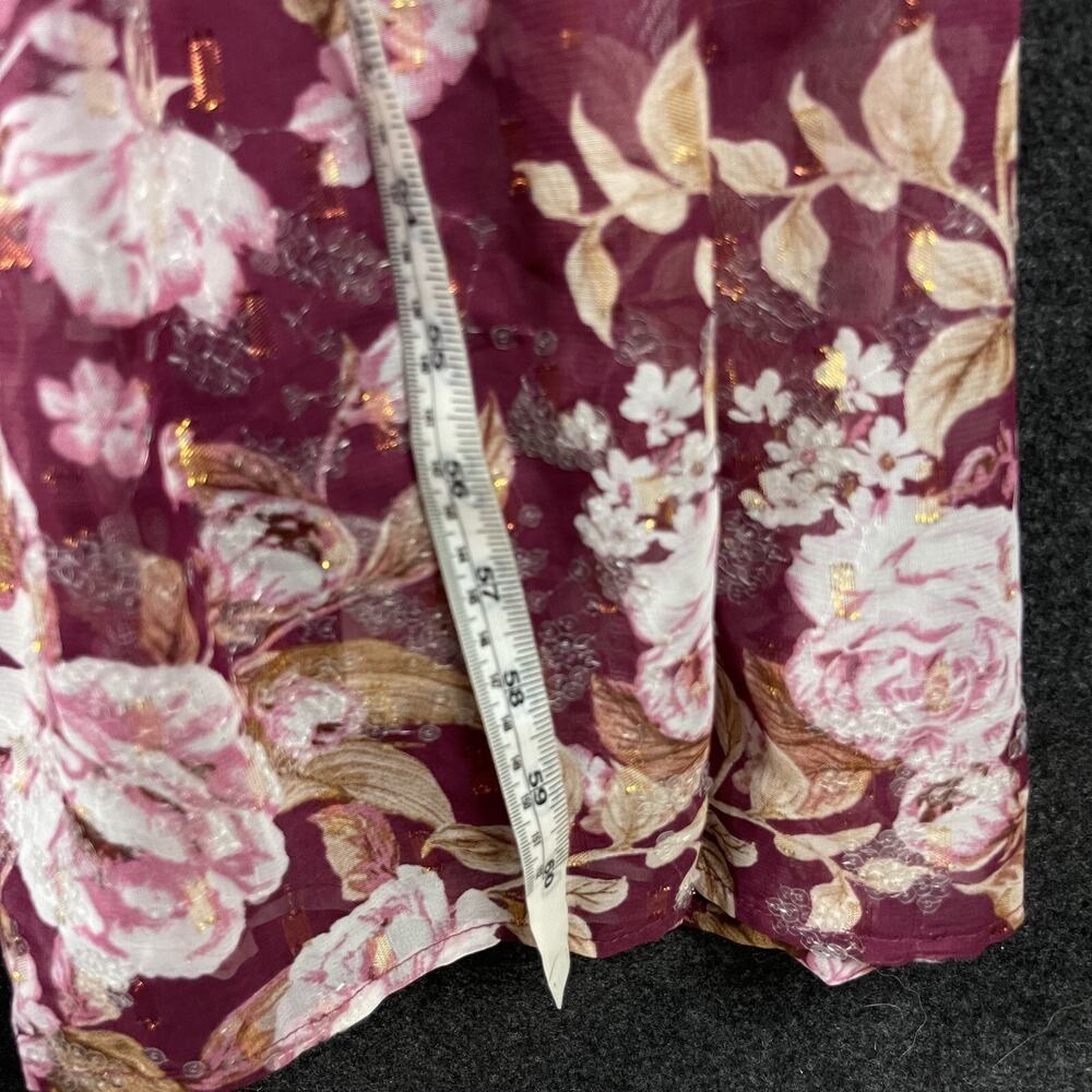 Altar'd State Sailor Tiered Maxi Dress Womens Medium Burgundy Floral Sequins - Picture 12 of 16